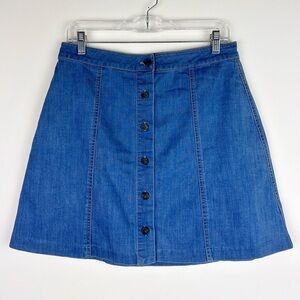 WAYF Denim Button-Down Jean Skirt